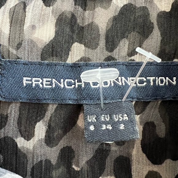 French Connection Sheer Leopard Sleeveless Tie Neck Top - Picture 6 of 6